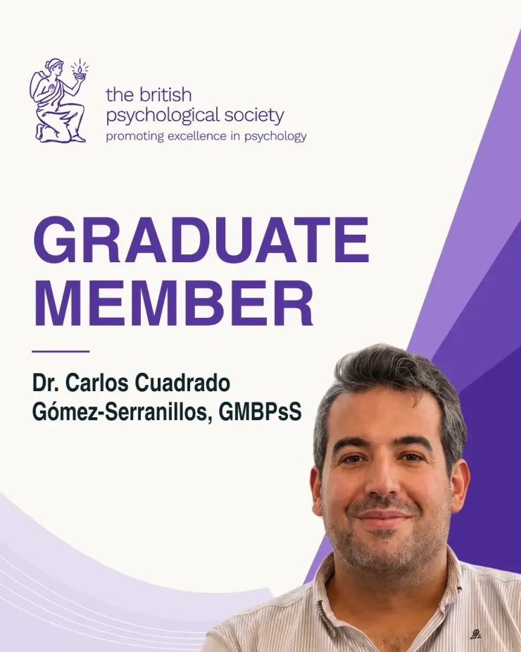 Tarjeta personal de Dr. Carlos Cuadrado Gómez-Serranillos: British Psychological Society, Graduate Member · GMBPsS