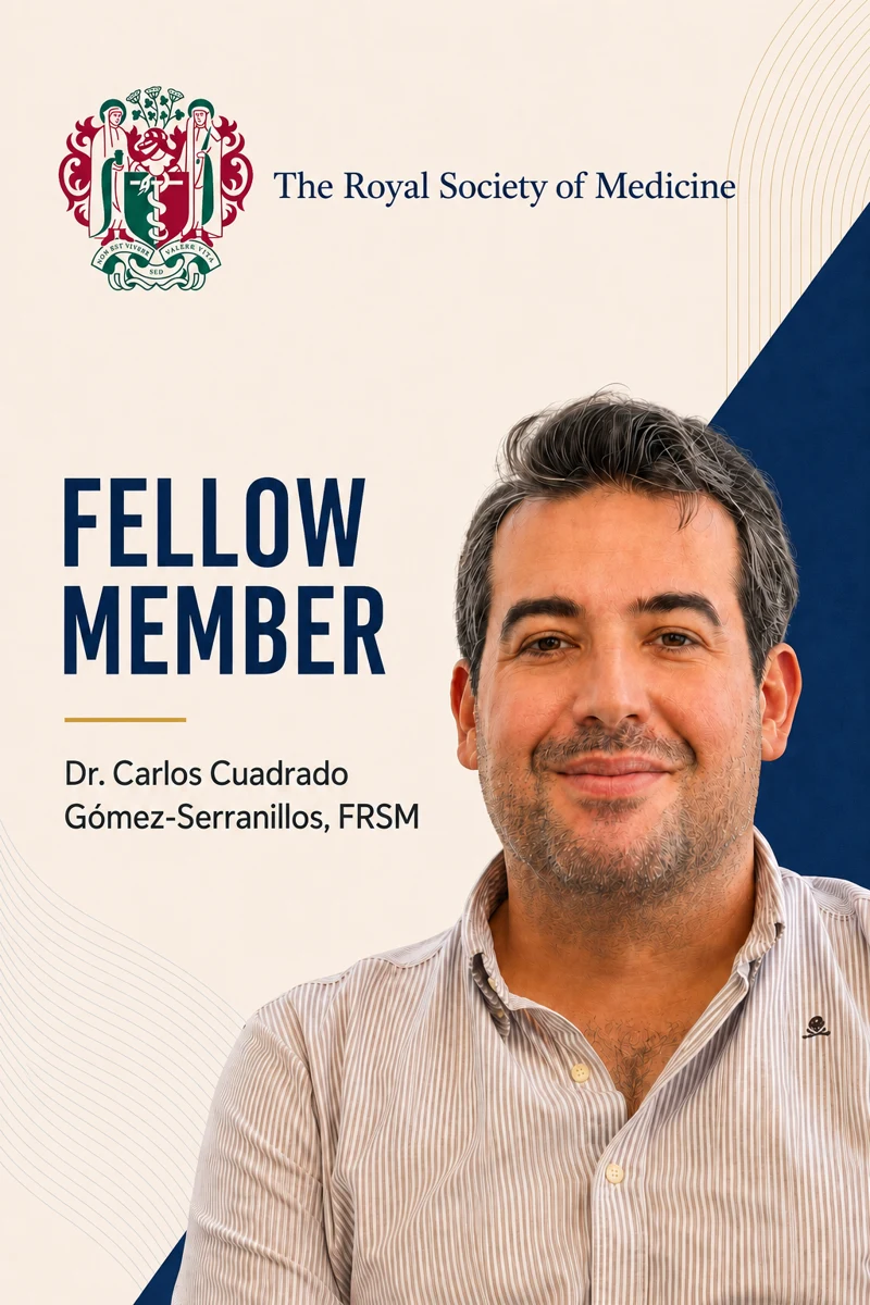 Tarjeta personal de Dr. Carlos Cuadrado Gómez-Serranillos: Royal Society of Medicine, Fellow · FRSM